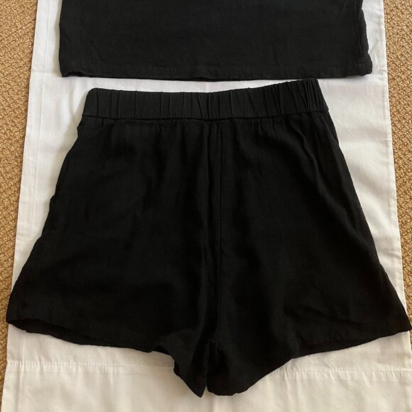 AUTOMET Womens 2 Piece Outfit Matching Set  Linen Shorts Crop  Top - size Small - Picture 3 of 6